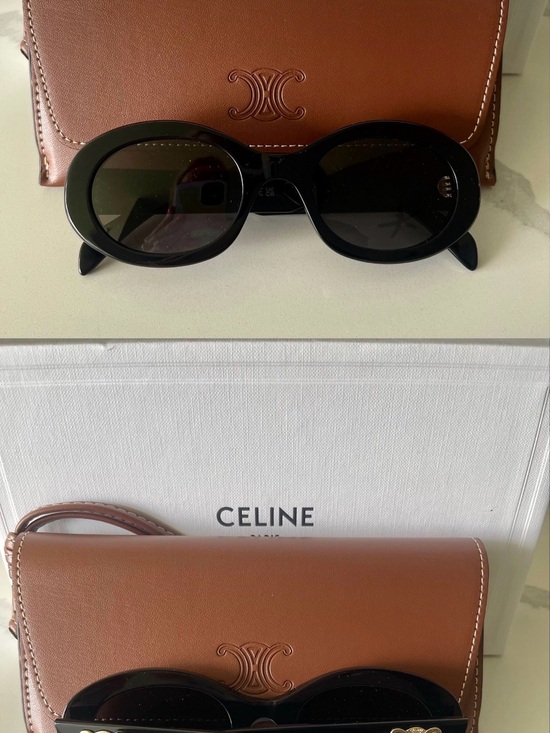 Celine Accessories - Celine Black Oval Acetate Sunglasses